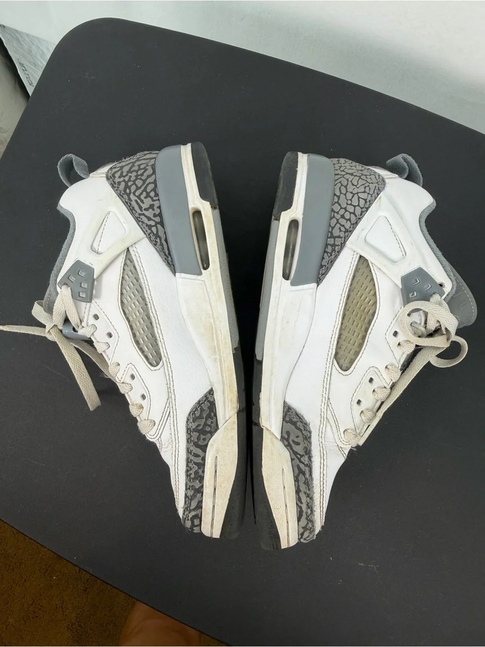 Nike Kids Air Jordan Spizike White and Gray High-Top Sneakers with Lace-Up